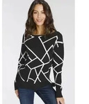 Jacquardpullover LAURA SCOTT, Damen, Gr. 38, schwarz-wei&szlig; (schwarz, wei&szlig;),
