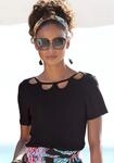 Buffalo Kurzarmshirt mit Cut-outs vorne, T-Shirt, lockere Passform