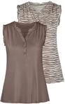 R&uuml;schentop LASCANA "mit kurzer Knopfleiste", Damen, Gr. 32/34, grau (taupe,