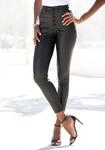 LASCANA Lederimitathose "in Slim-fit-Form und hohem Bund" mit sichtbarer...