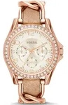 Multifunktionsuhr FOSSIL "RILEY", rosa (beige, ros&eacute;goldfarben), Armbanduhren, Damen,