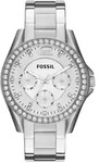 Multifunktionsuhr FOSSIL "RILEY", silber (silberfarben), Armbanduhren, Damen,