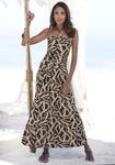 Maxikleid S.OLIVER "mit seitlicher Raffung am Oberteil und Bl&auml;tterdruck", Damen, Gr.