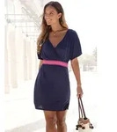 Jerseykleid LASCANA "mit breitem, kontrastfarbenem Gummibund und V-Ausschnitt",
