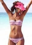 Venice Beach B&uuml;gel-Bandeau-Bikini mit H&auml;kelkanten