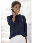 Schlupfbluse LASCANA, Damen, Gr. 40, blau (marine), Web, Obermaterial: 100%...