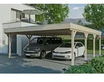 Skanholz Doppelcarport "Grunewald" Leimholz natur mit Aluminiumdach