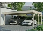 Skanholz Doppelcarport "Grunewald" Leimholz natur mit EPDM-Dach