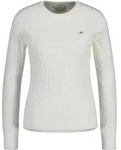 Sweater GANT "Strickpullover STRETCH COTTON CABLE C-NECK", Damen, Gr. 3XL, wei&szlig;