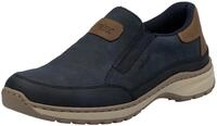 Slipper RIEKER, Herren, Gr. 40, bunt (nachtblau, braun), Lederimitat, Basic, Schuhe