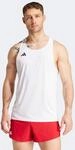 Lauftop ADIDAS PERFORMANCE "ADIZERO E SNGLT", Herren, Gr. S, wei&szlig;, Obermaterial: