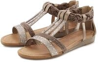 Sandale LASCANA "Sommerschuh, Sandalette", Damen, Gr. 41, grau (taupe), Obermaterial: