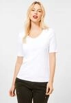 T-Shirt STREET ONE, Damen, Gr. 34, wei&szlig;, Web, 50% Modal, 50% Baumwolle, unifarben,