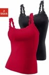 LASCANA Unterhemd 2er-Pack, aus elastischer Baumwolle mit zarter Spitze,