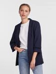 Blusenblazer PIECES "PCBOSELLA 3/4 BLAZER NOOS", Damen, Gr. XS, blau (night...