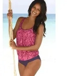 Oversize-Tankini VENICE BEACH, Damen, Gr. 38, N-Gr, lila (beere, rosa),...