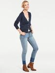 Strickjacke HEINE, Damen, Gr. 34, blau (marine), 100% Baumwolle, unifarben,