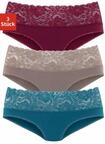 Vivance Slip 3er-Pack, aus elastischer Baumwolle mit floraler Spitze