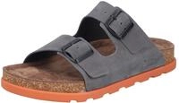 Pantolette RIEKER, Herren, Gr. 40, grau, Nubukleder, unifarben, Schuhe Pantolette,