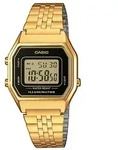 Chronograph CASIO VINTAGE, gold (goldfarben, schwarz), Armbanduhren, Damen,