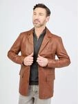 Lederjacke JCC "Armando", Herren, Gr. 46, braun (cognac), Obermaterial: 100% Leder;