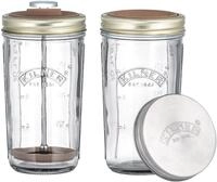 KILNER Protein Shaker f&uuml;r Nussmilch, mit Spritzschutz, Kolben und 2 Gl&auml;sern...