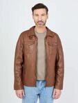 Bikerjacke JCC "3102074", Herren, Gr. S, braun (cognac), Obermaterial: 100%