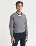 V-Ausschnitt-Pullover GANT "Classic Cotton V-Neck", Herren, Gr. 3XL, grau (dunkelgrau