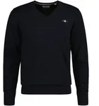 Sweater GANT "Strickpullover CLASSIC COTTON V-NECK", Herren, Gr. 5XL, blau,