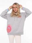 Zwillingsherz Hoodie ""Always Happy"", Smiley aus Frottee, Neon-Details, Kapuze,