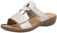 Pantolette RIEKER, Damen, Gr. 36, beige (creme), Lederimitat, metallic, Schuhe
