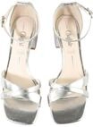 High-Heel-Pumps BUFFALO "Buffalo CARRIE CROSS", Damen, Gr. 37, silber, Polyurethan,