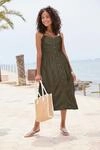 LASCANA Sommerkleid "aus Leinenmix mit Baumwolle" Ohne Taschen elegantes Midikleid,