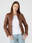 Lederjacke MUSTANG "Blanca", Damen, Gr. XS, braun (cognac), Obermaterial: 100%