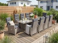 KONIFERA Garten-Essgruppe "Monaco" Set, 10x Sessel, 1xTisch 200-366x100x75,5cm, inkl.