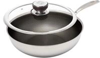 HENSSLERS Wok "HENSSLERS Edelstahl Wok inkl. Glasdeckel, &Oslash; 28 cm" Edelstahl 2 Stk.