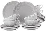 Geschirr-Set SELTMANN WEIDEN "Teeservice Amina 18er Set", grau (silbergrau), 18,