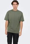 Rundhalsshirt ONLY & SONS "ONSFRED RLX SS TEE", Herren, Gr. L, grau (castor gray),