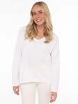 Zwillingsherz ""Positive Mind"", ausgefranster V-Ausschnitt, Used Look, Langarm,