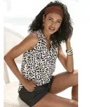 Blusentop LASCANA, Damen, Gr. 36, schwarz (creme, schwarz), Web, Obermaterial: 100%