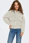 Kapuzenpl&uuml;schjacke ONLY "ONLTANJA TEDDY HOOD JACKET OTW NOOS", Damen, Gr. XS, grau