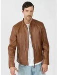 Lederjacke MUSTANG "Max", Herren, Gr. S, braun (cognac), Obermaterial: 100%