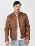 Lederjacke MUSTANG "Max", Herren, Gr. S, braun (cognac), Obermaterial: 100%