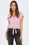 Kurzarmbluse ONLY "ONLSIESTA SS KNOT LIN BL SHIRT PNT NOOS", Damen, Gr. M, pirouette,