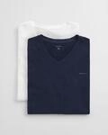 Kurzarmshirt GANT "V-NECK T-SHIRT 2-PACK", Herren, Gr. S, blau (navy, wei&szlig;), Web,