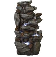 AcquaArte Gartenbrunnen "Wasserfall BONORVA" Komplettset mit LED-Beleuchtung, Pumpe