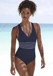 Badeanzug SUNSEEKER "Blossom", Damen, Gr. 42, Cup B, blau (marine),