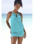 Badekleid LASCANA, Damen, Gr. 38, Cup A/B, blau (t&uuml;rkis), Obermaterial: 85%
