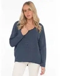 Zwillingsherz ""Positive Mind"", ausgefranster V-Ausschnitt, Used Look, Langarm,