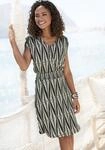 LASCANA Jerseykleid "mit breitem Smokbund und Alloverprint" Ohne Tasche kurzes